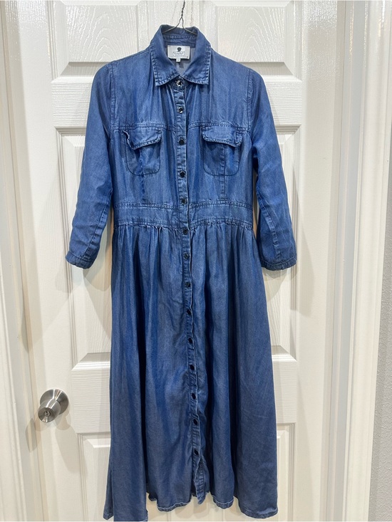 Dainty Jewells Dresses & Skirts - Dainty Jewells Medium Blue Button-Front Denim Shirt Dress